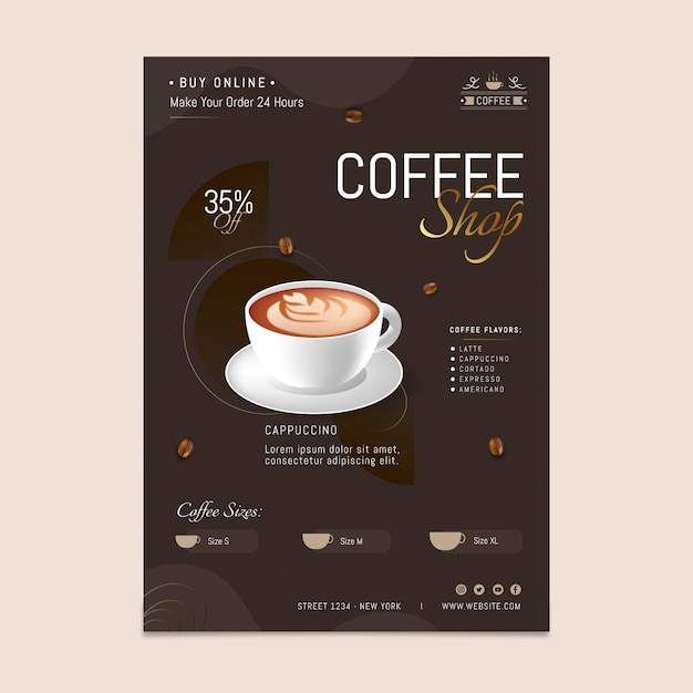 Free vector coffee shop poster template