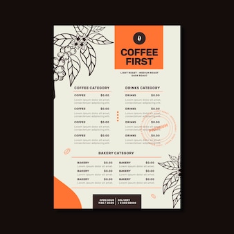 Coffee shop restaurant menu template