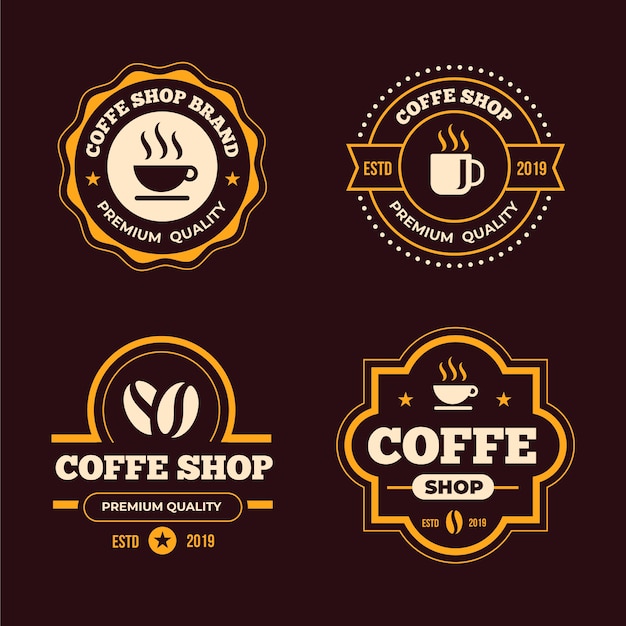 Coffee shop retro logo collection concept