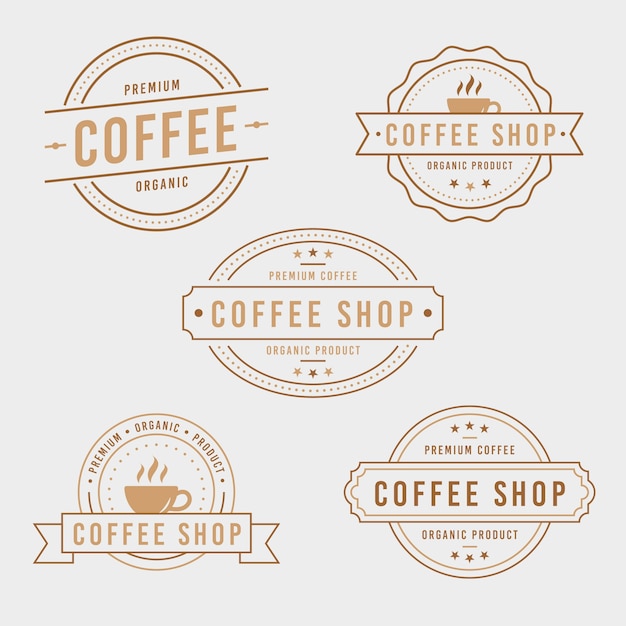 Free vector coffee shop retro logo collection template