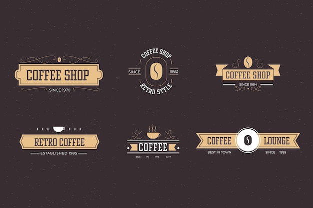 Free vector coffee shop retro logo collection