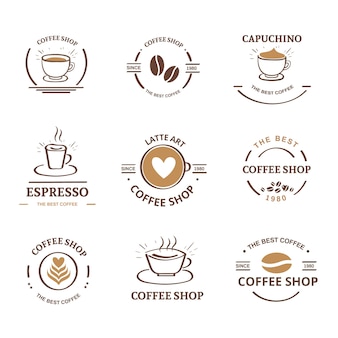 Coffee shop retro logo collection