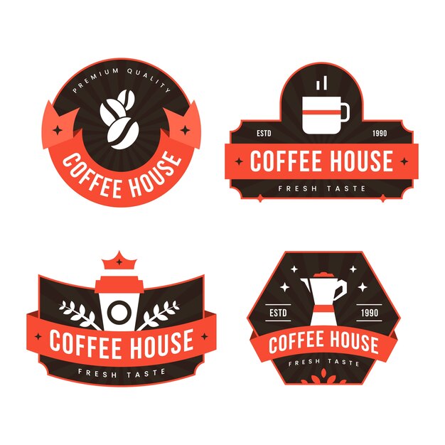 Coffee shop retro logo collection