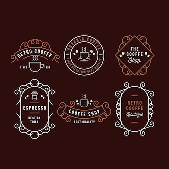 Coffee shop retro logo collection