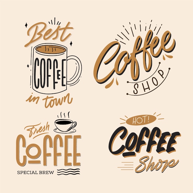 Coffee shop retro logo collection