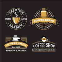 Free vector coffee shop retro logo set