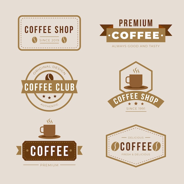 Free vector coffee shop retro logo set