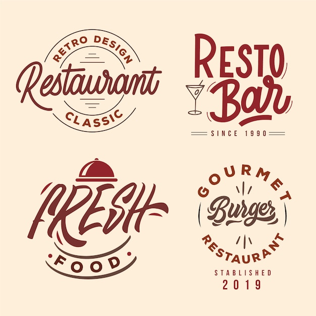 Free vector coffee shop retro logo set