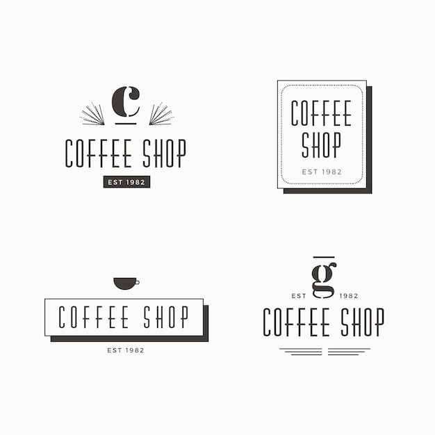 Coffee shop retro logo template collection