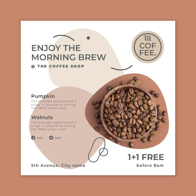 Coffee shop squared flyer template