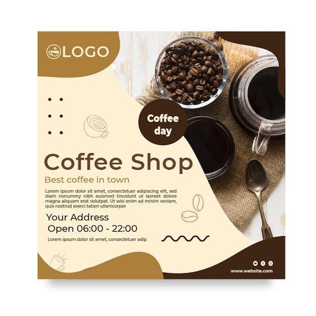 Free vector coffee shop squared flyer