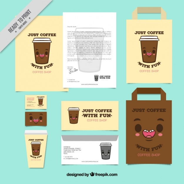 Free vector coffee shop stationery