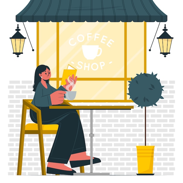 Free vector coffee shop terrace concept illustration