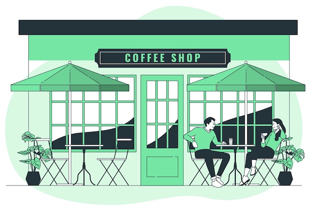 Бесплатное векторное изображение Иллюстрация концепции террасы кофейни