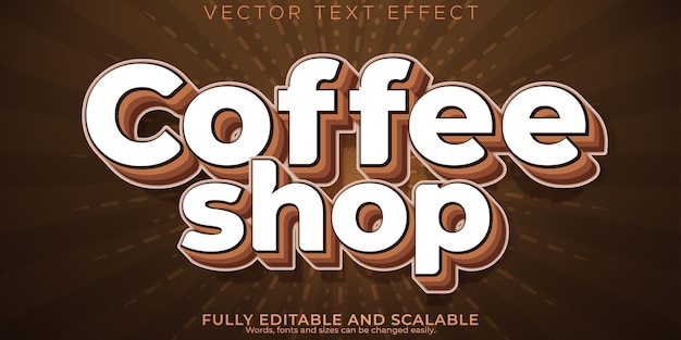 Free vector coffee shop text effect editable espresso and hot text style