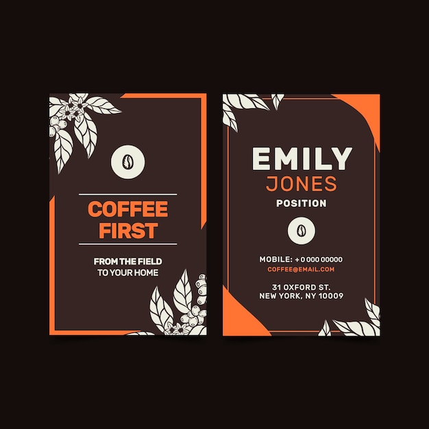 Coffee shop vertical business card