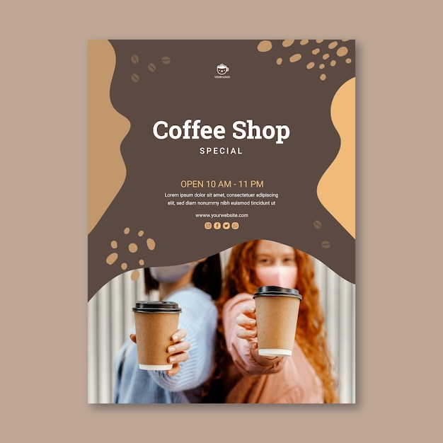Free vector coffee shop vertical flyer template