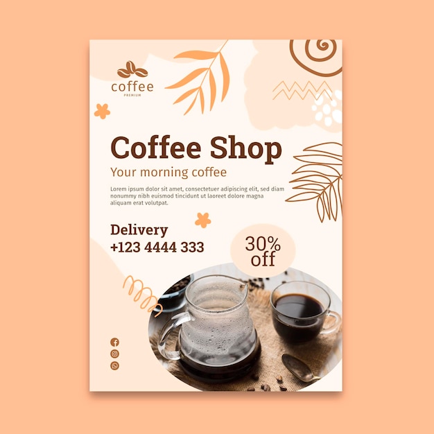 Coffee shop vertical flyer template