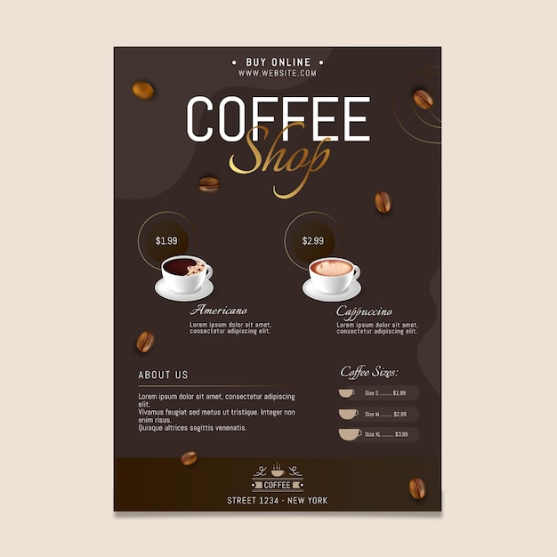 Coffee shop vertical flyer template