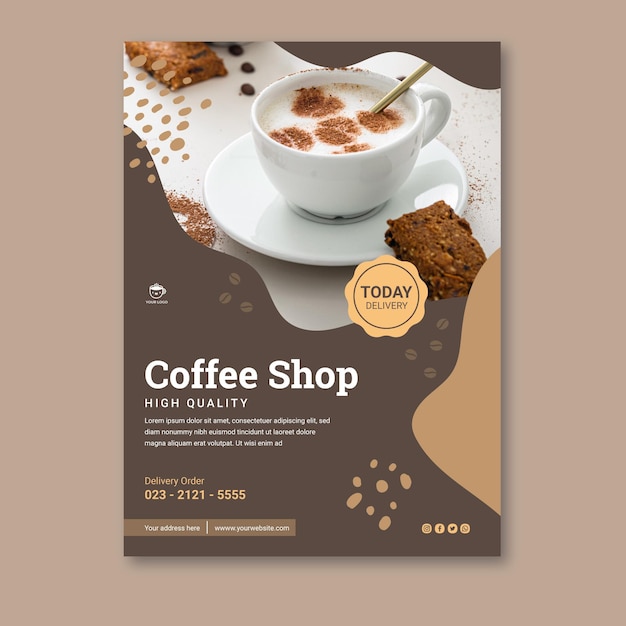 Coffee shop vertical poster template