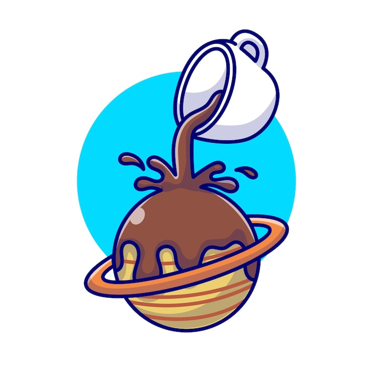 Free Vector coffee spilled on planet cartoon vector icon illustration science drink icon concept isolated flat