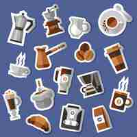 Free vector coffee stickers set