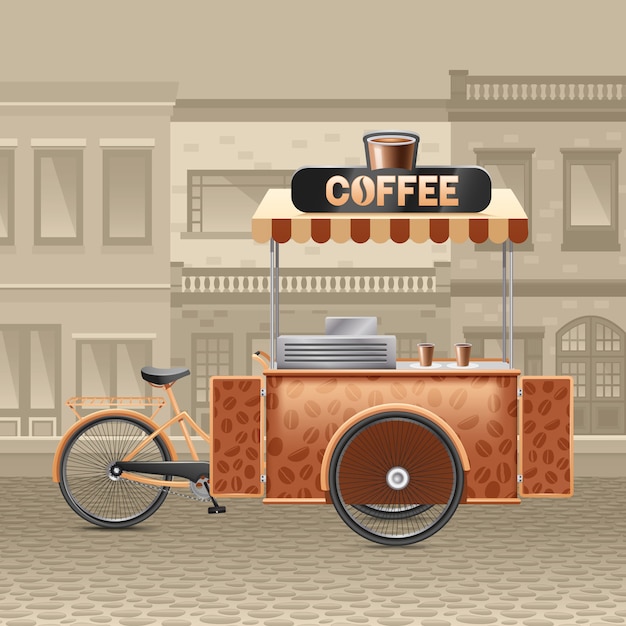 Vettore gratuito illustrazione del carrello di caffè street