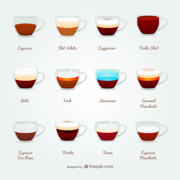 Free vector coffee styles collection