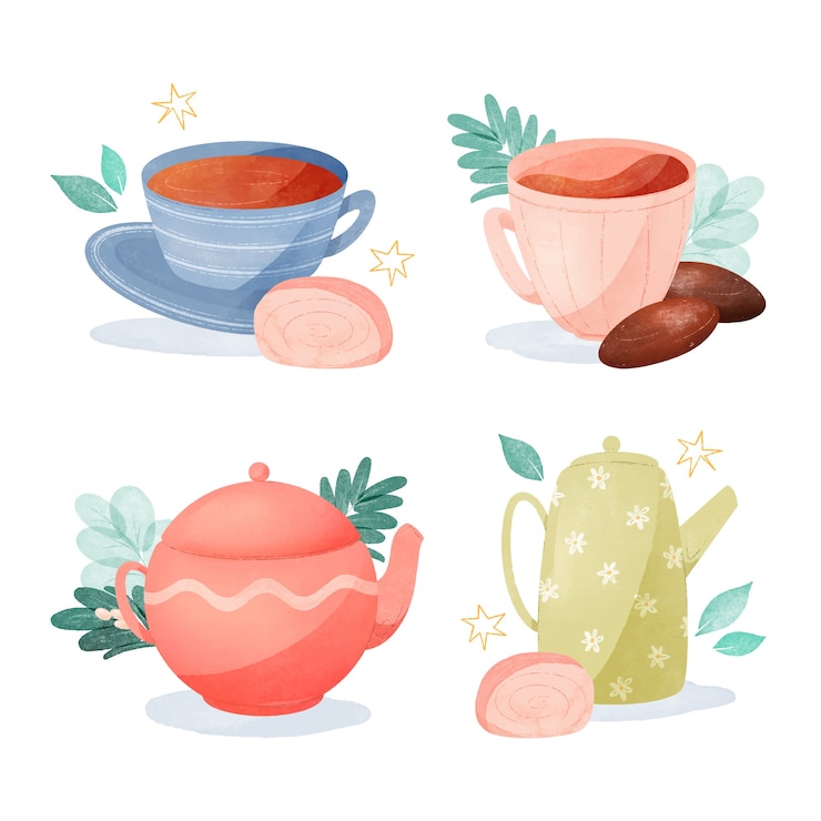 Free Vector coffee and tea illustration set