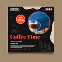 Free vector coffee time squared flyer template