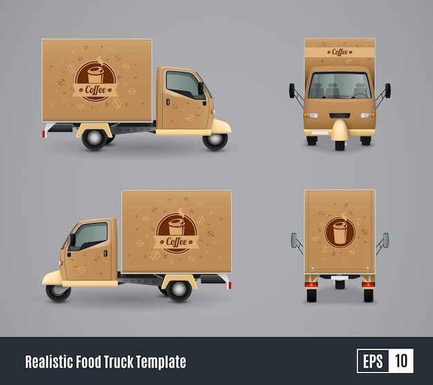 Vettore gratuito coffee truck realistico