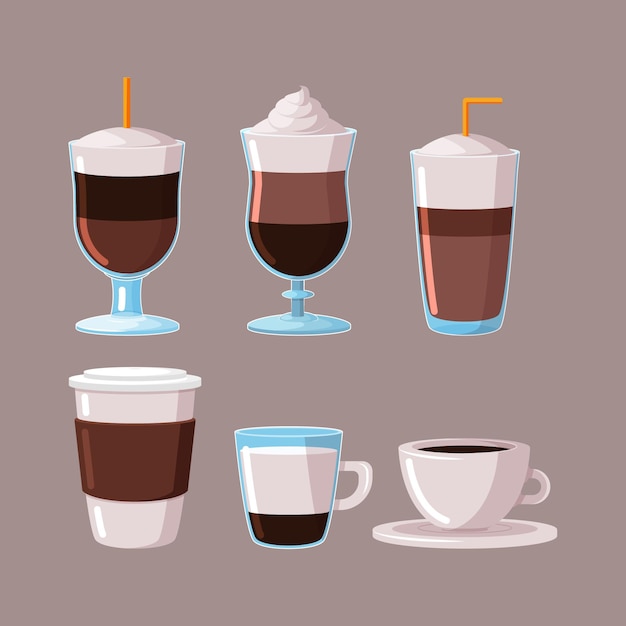 Free vector coffee types collection