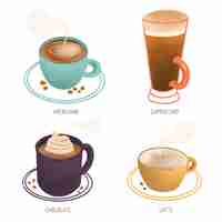 Free vector coffee types collection