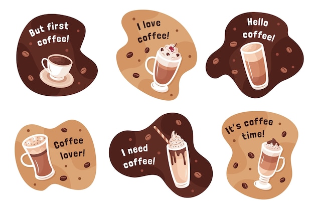 Coffee types illustration collection