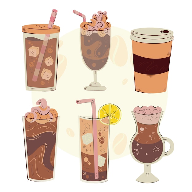 Free vector coffee types illustration concept