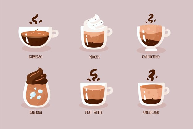 Coffee types illustration concept