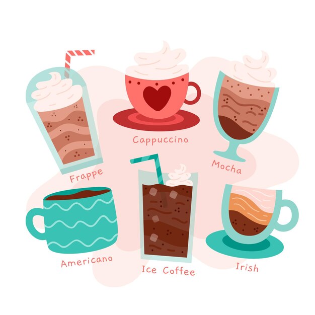 Coffee types illustration pack