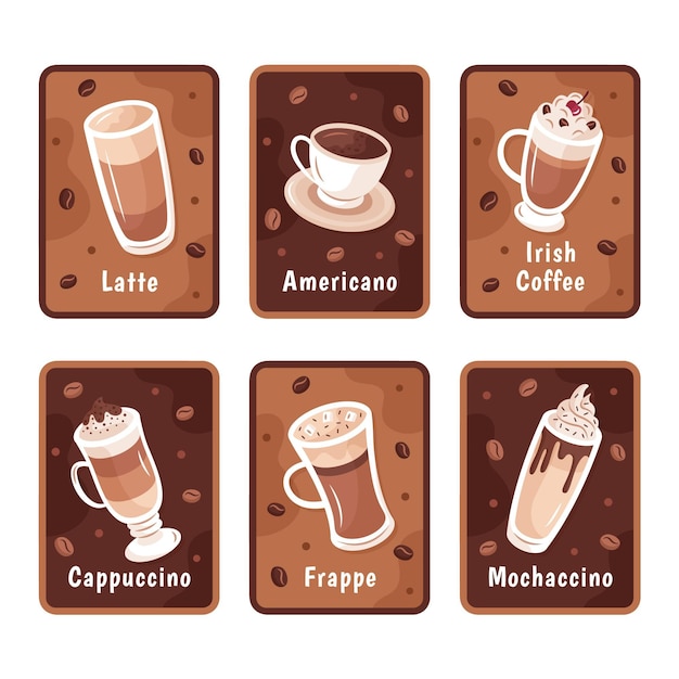 Coffee types illustration set