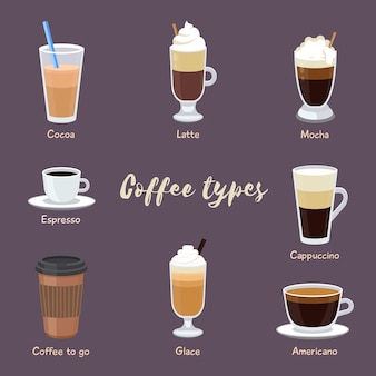 Coffee types pack