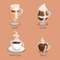 Free vector coffee types set