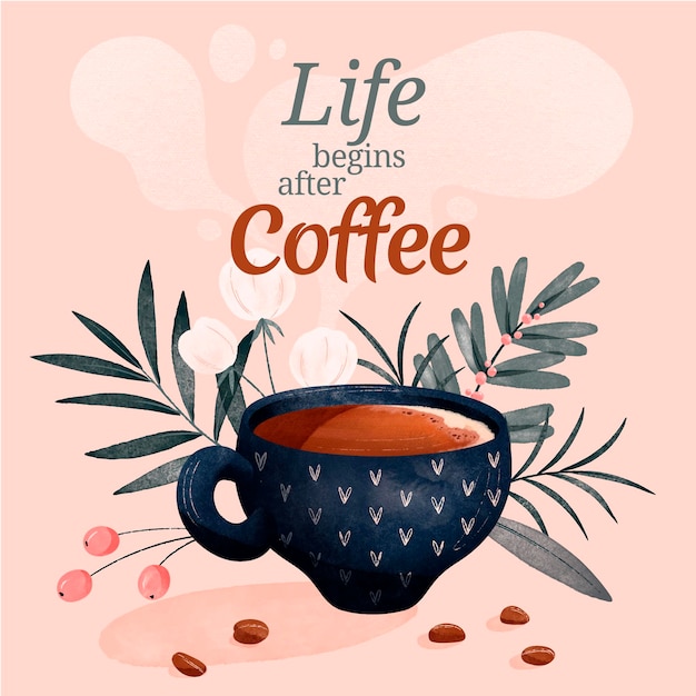 Free vector coffee watercolor illustration