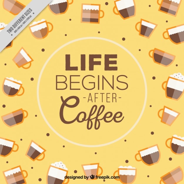 Coffee yellow background with message