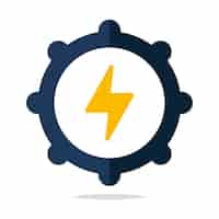 Free vector cog gear with lightning bolt