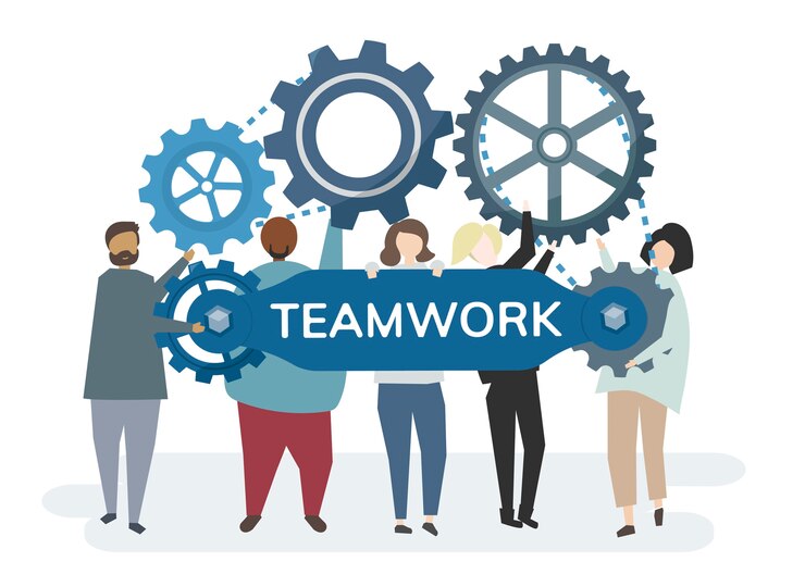 Free Vector cogwheel gears portraying teamwork concept