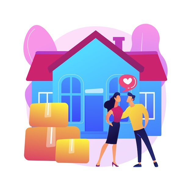 Free vector cohabitation abstract concept  illustration. living together, cohabitation agreement, common law relationship, lovely couple, college roommate, moving together .