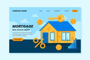 Free vector coins and mortgage landing page concept