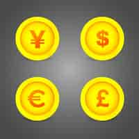 Free vector coins symbols buttons