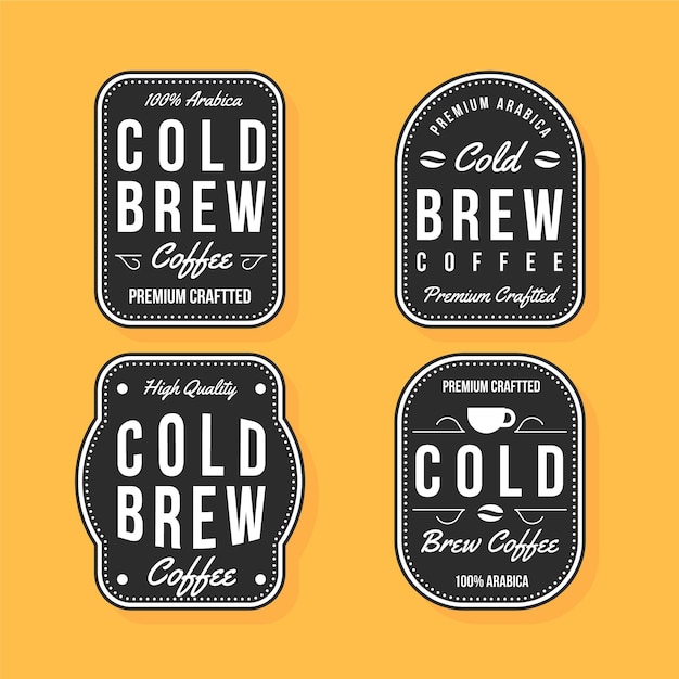 Free vector cold brew coffee label collection