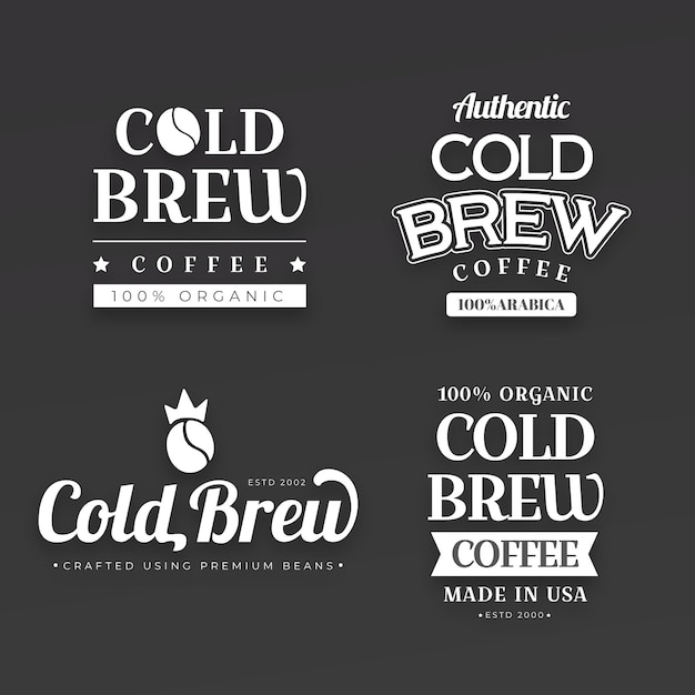 Cold brew coffee labels set
