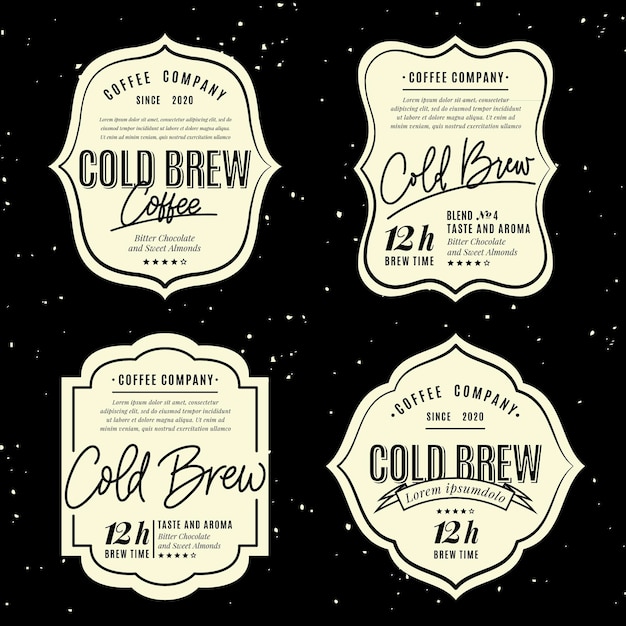 Free vector cold brew coffee labels style